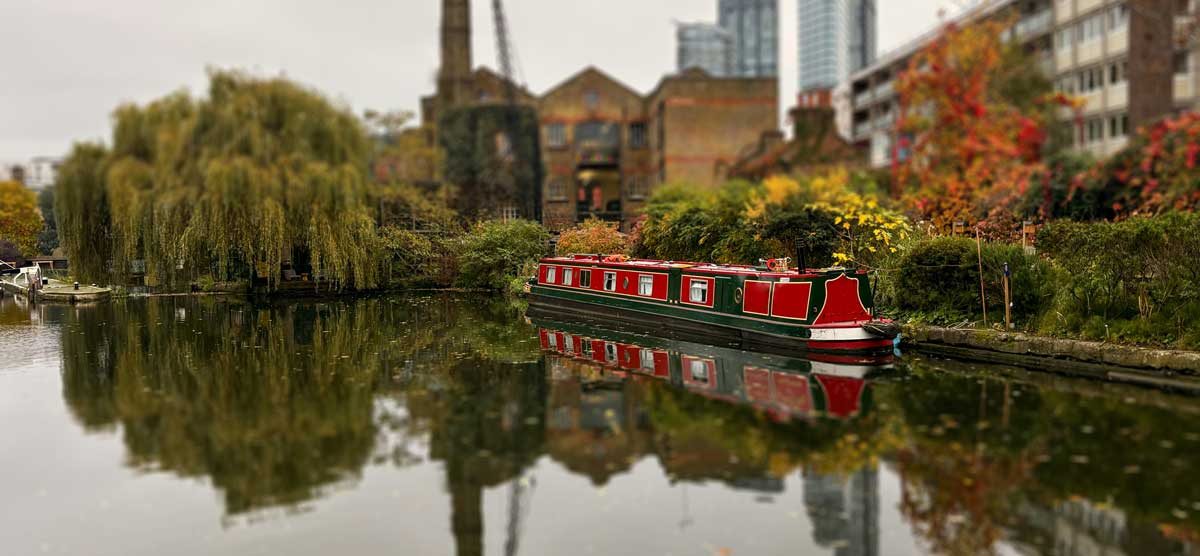 Islington - canal boat and buildings