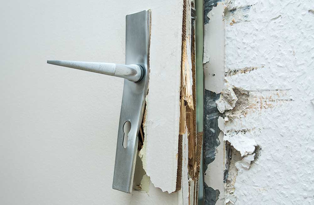 broken door Damaged door and handle
